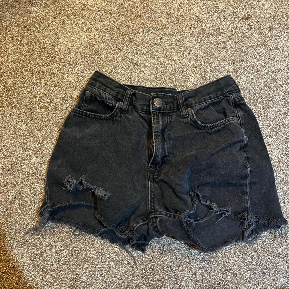 Edgy Black Ripped Denim Shorts